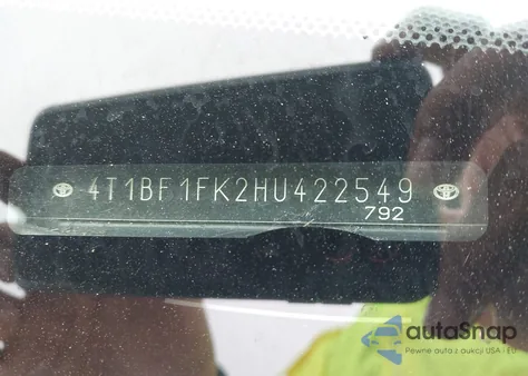 2017 Toyota Camry Se из США, поврежденный, VIN 4T1BF1FK2HU422549